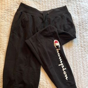 size large black champion sweats